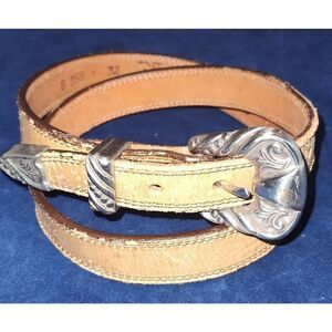 Nocona Belt Co Brown w silver hardware Size 32 USA Made Western Rodeo